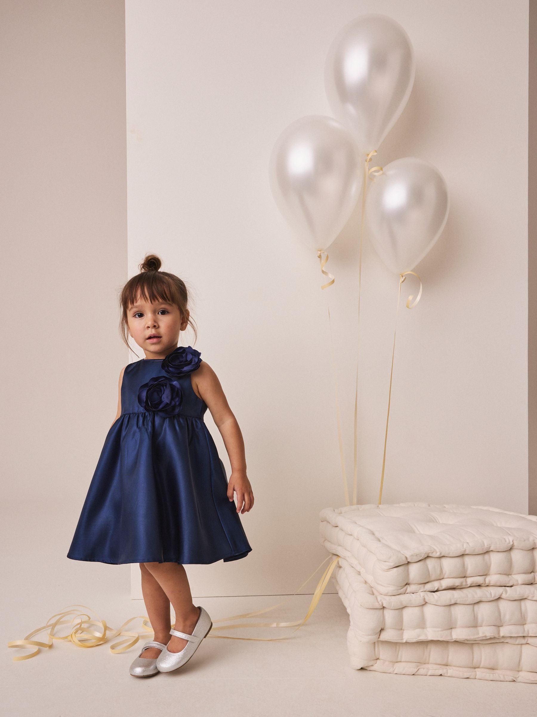 Dsiney Kidz - Metalic Blue 3D Corsage Occasion Dress (12mths-8yrs) image 2