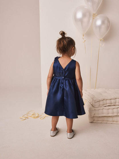 Dsiney Kidz - Metalic Blue 3D Corsage Occasion Dress (12mths-8yrs) image 3