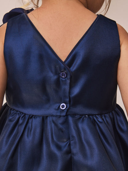 Dsiney Kidz - Metalic Blue 3D Corsage Occasion Dress (12mths-8yrs) image 5