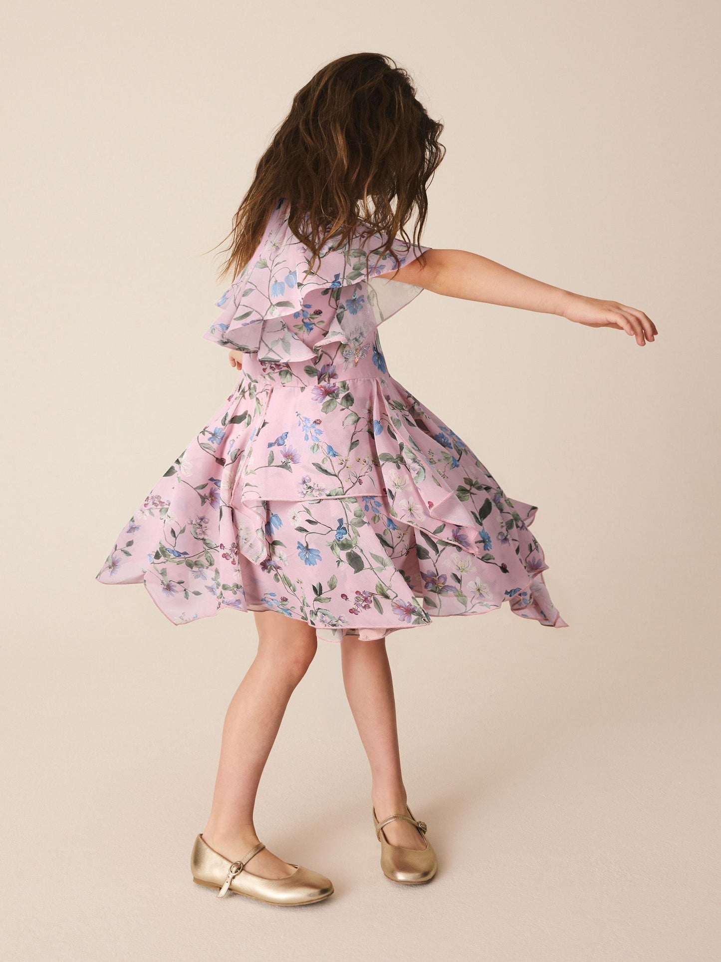 Dsiney Kidz - Dusky Pink Embellished Hanky Hem Dress (3-16yrs) image 2