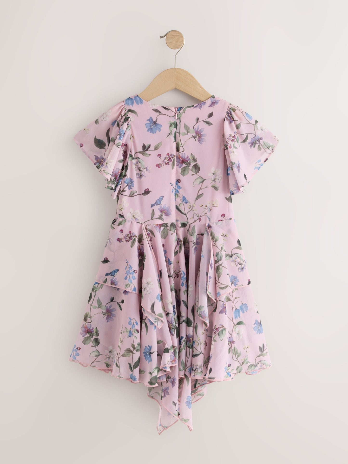 Dsiney Kidz - Dusky Pink Embellished Hanky Hem Dress (3-16yrs) image 6