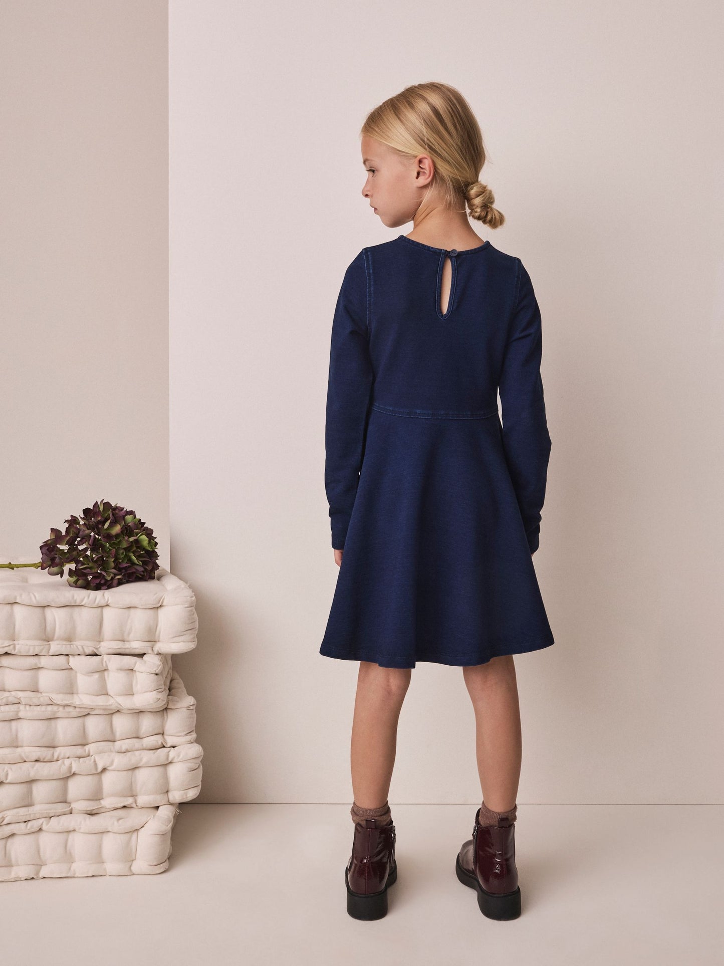 Dsiney Kidz - Indigo Blue Long Sleeve Skater Dress (3-16yrs) image 3