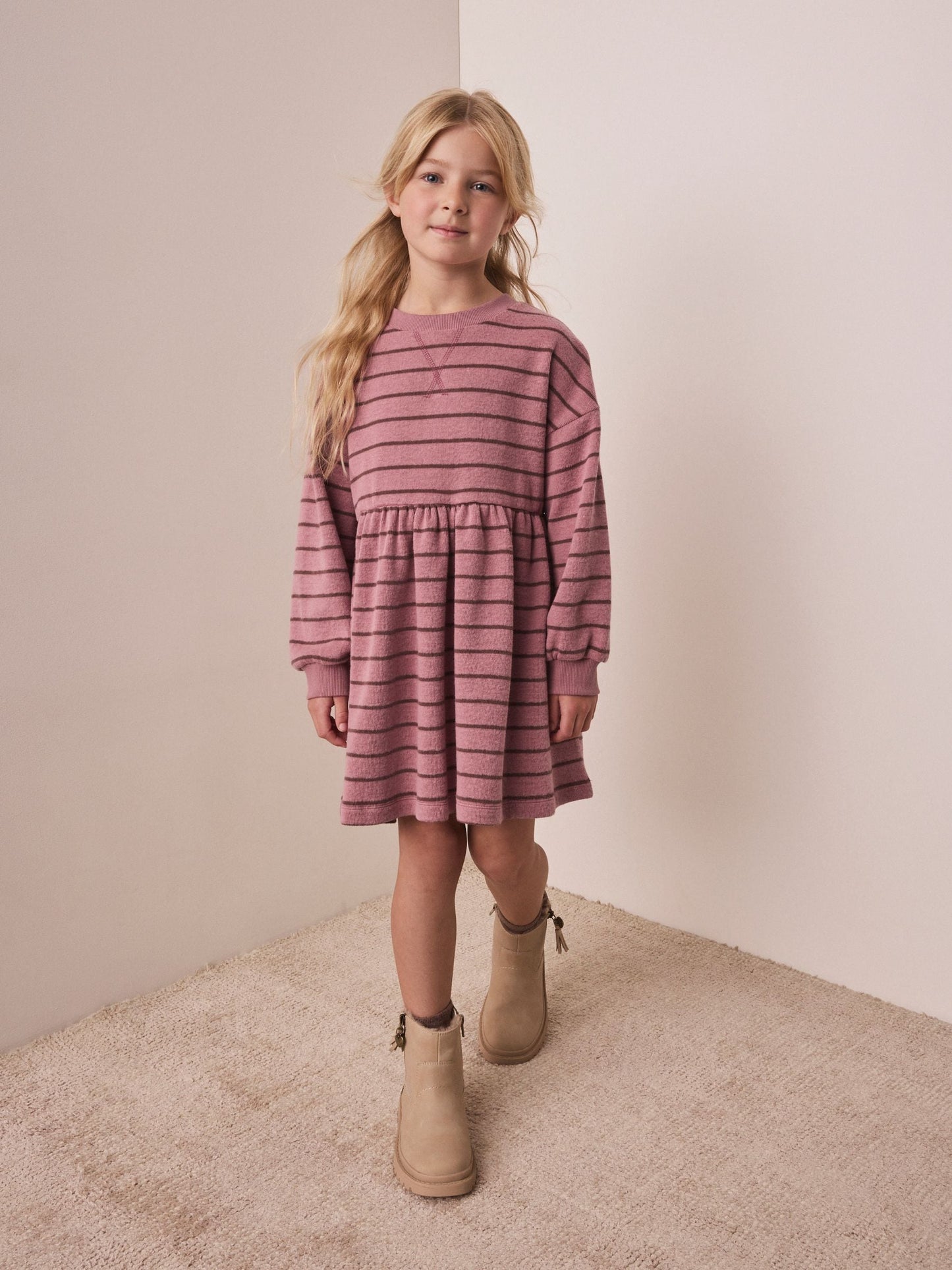 Dsiney Kidz - Pink Stripe Cosy Rib Jumper Dress (3-16yrs) image 1