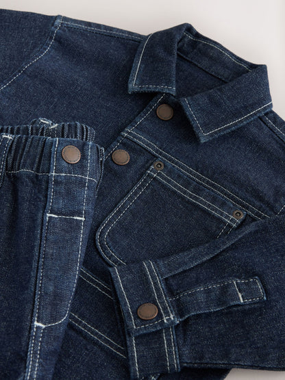 Rinse Wash Denim Shacket and Wide Leg Jeans Set (3mths-7yrs) image 10
