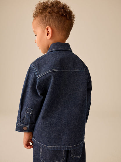 Rinse Wash Denim Shacket and Wide Leg Jeans Set (3mths-7yrs) image 3