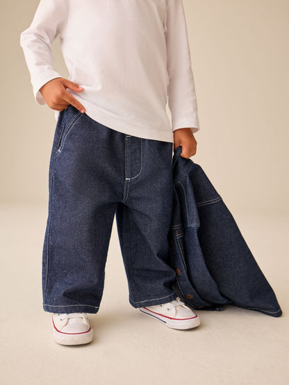 Rinse Wash Denim Shacket and Wide Leg Jeans Set (3mths-7yrs) image 4