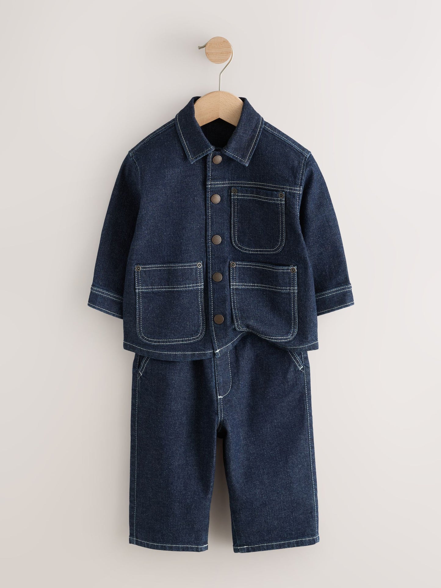 Rinse Wash Denim Shacket and Wide Leg Jeans Set (3mths-7yrs) image 8