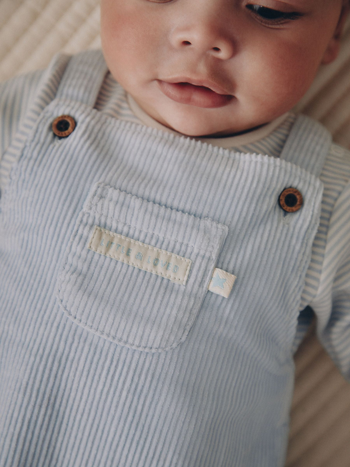 Dsiney Kidz - Blue Plain Cord Dungaree and Bodysuit Baby Set (0mths-2yrs) image 2
