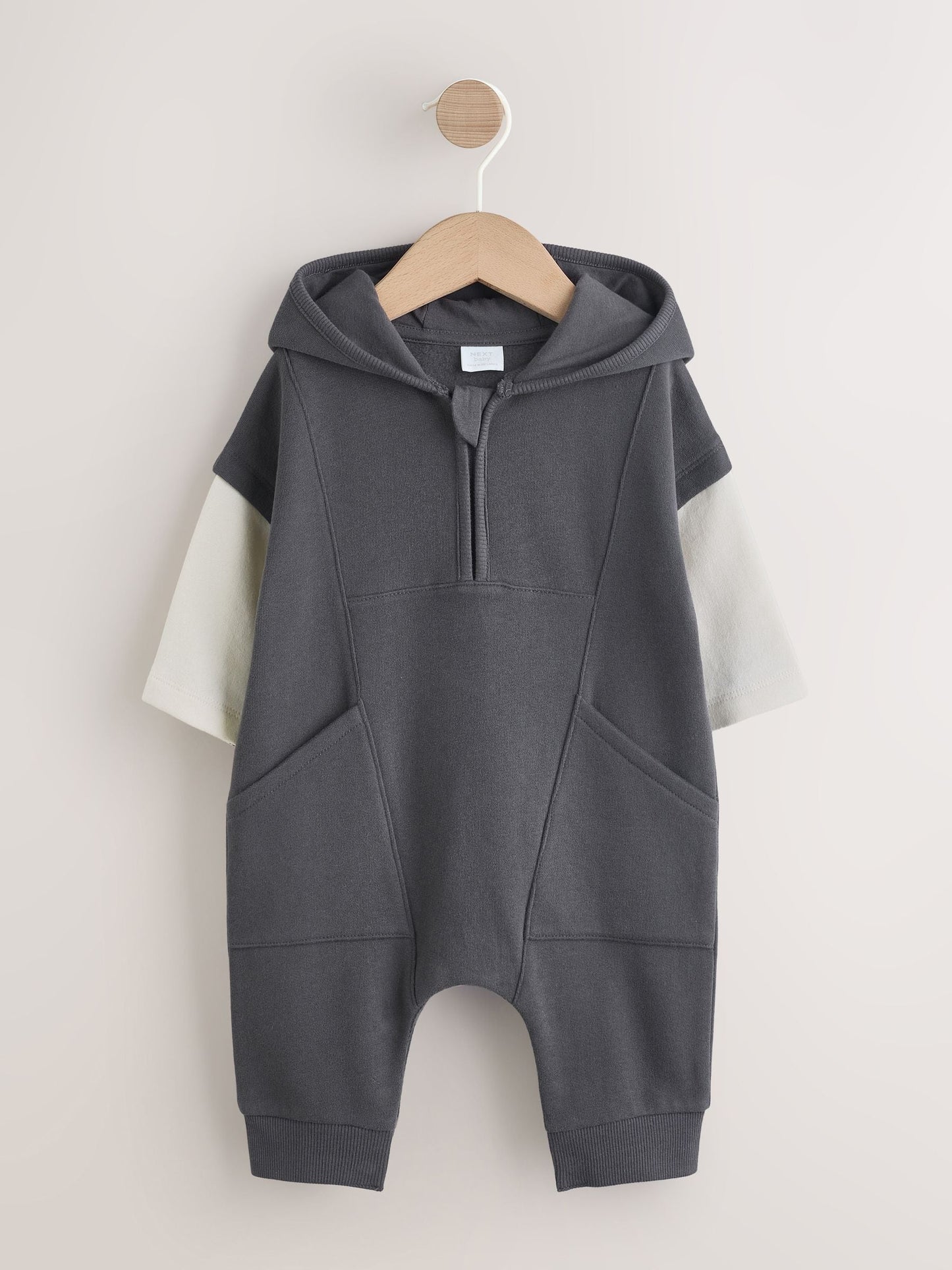 Charcoal Grey Hooded Sweat Baby Romper (0mths-3yrs) image 1