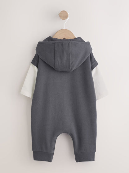 Charcoal Grey Hooded Sweat Baby Romper (0mths-3yrs) image 2