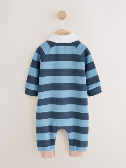 Blue Stripe Jersey Rugby Polo Baby Romper (0mths-3yrs) image 2