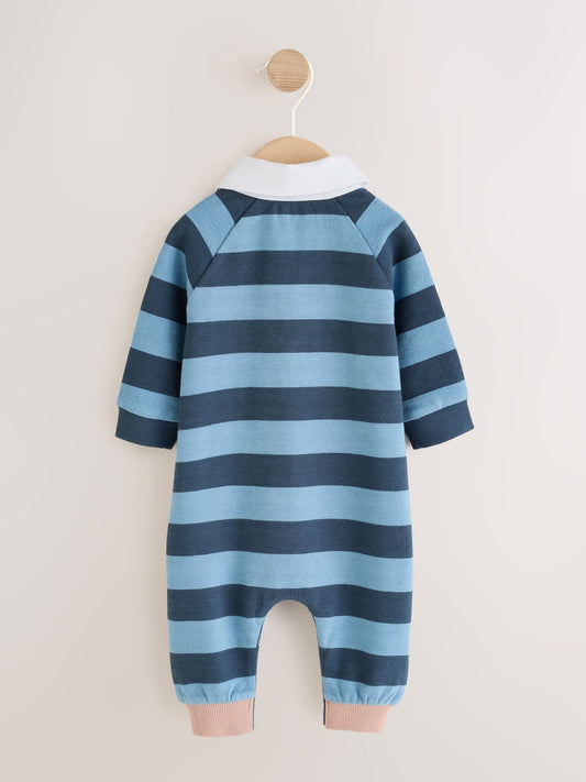 Blue Stripe Jersey Rugby Polo Baby Romper (0mths-3yrs) image 2