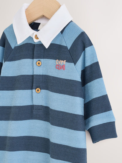 Blue Stripe Jersey Rugby Polo Baby Romper (0mths-3yrs) image 3