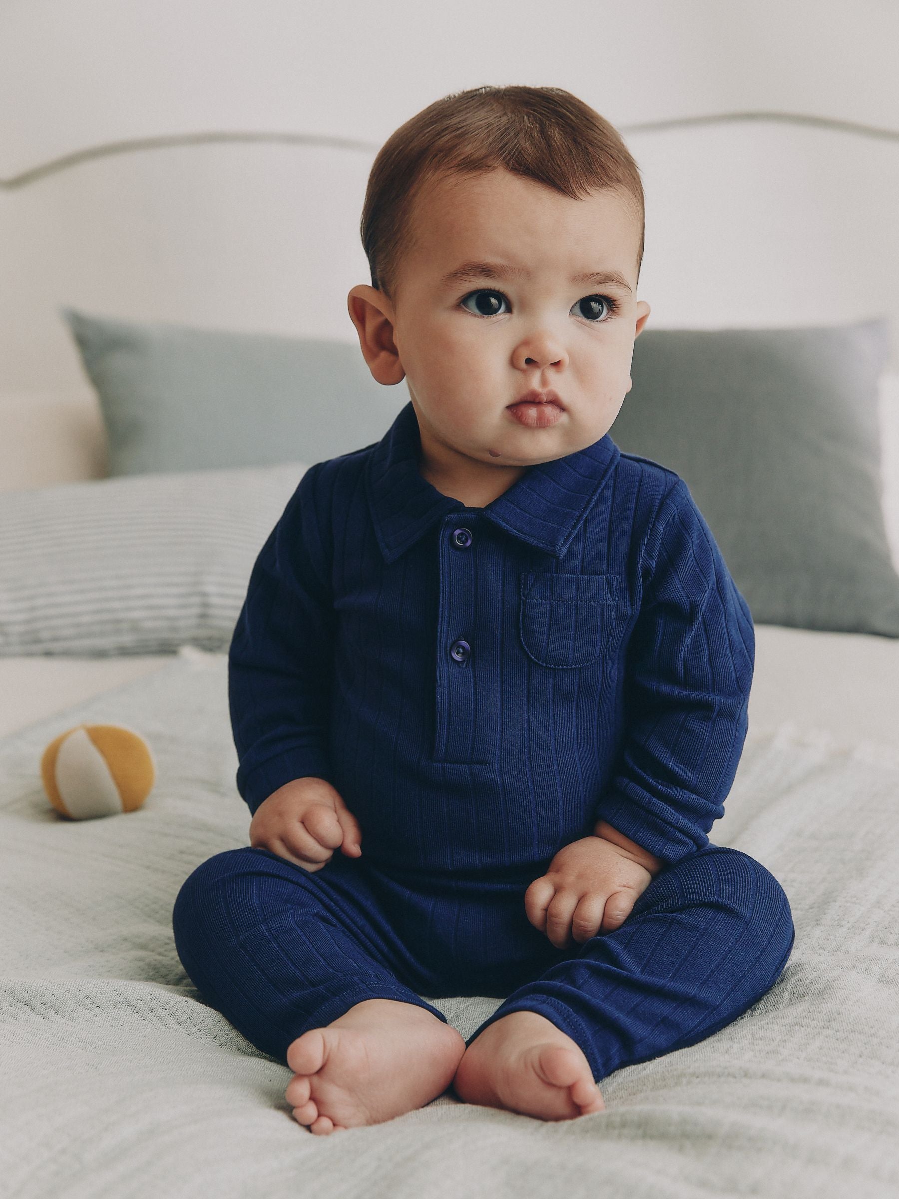 Navy Blue Polo Bodysuit and Legging Baby Set (0mths-2yrs) image 1