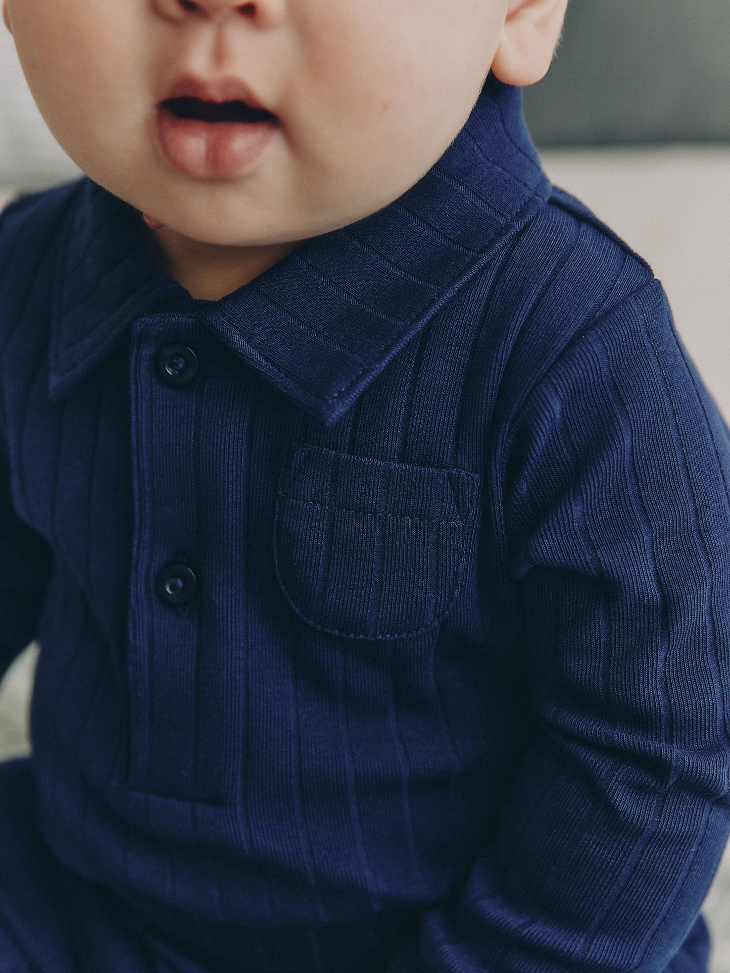 Navy Blue Polo Bodysuit and Legging Baby Set (0mths-2yrs) image 4