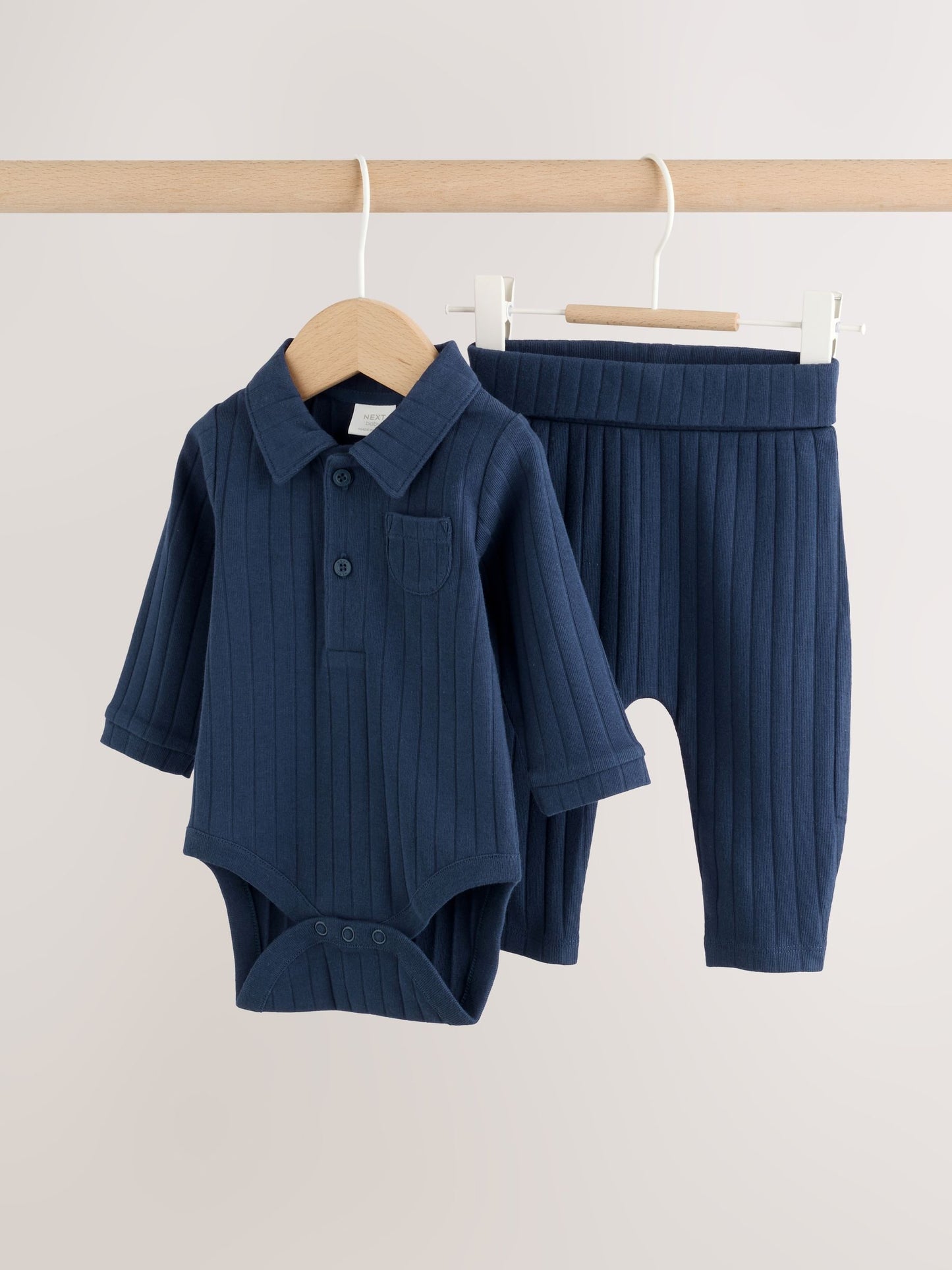Navy Blue Polo Bodysuit and Legging Baby Set (0mths-2yrs) image 5