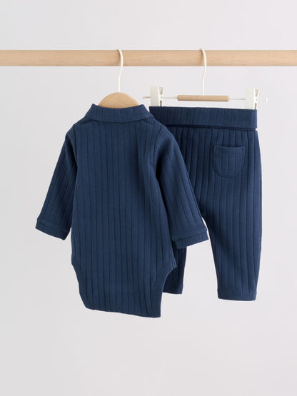 Navy Blue Polo Bodysuit and Legging Baby Set (0mths-2yrs) image 6