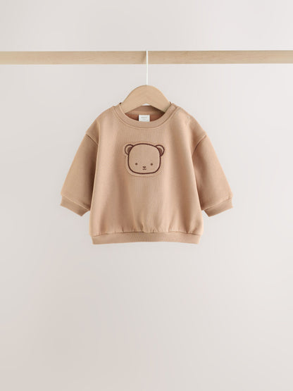 Dsiney Kidz - Chocolate Brown Bear Sweat Top and Trousers Baby Set (0mths-2yrs) image 3