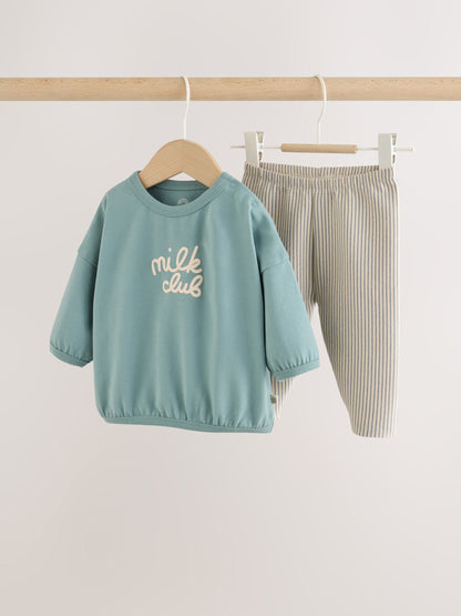 Blue Milk Club Top and Leggings Baby Set (0mths-2yrs) image 1