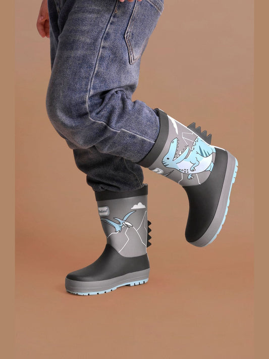 Toezone Grey Dinosaur Waterproof Wellies image 2