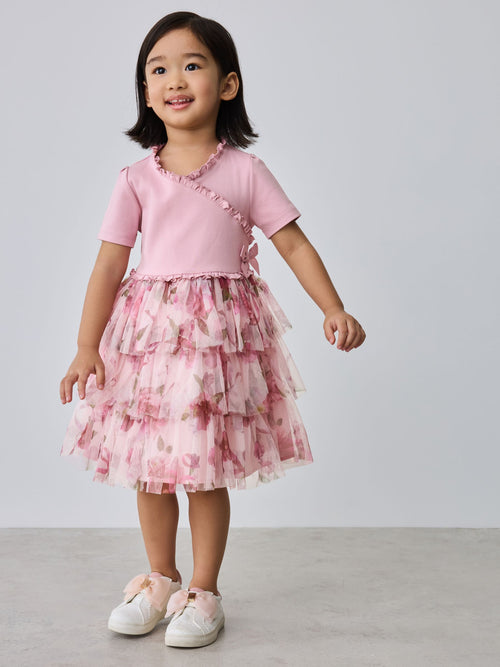 Dsiney Kidz - Baker by Ted Baker Ponte Wrap-Over Floral Mesh Tier Dress image 1