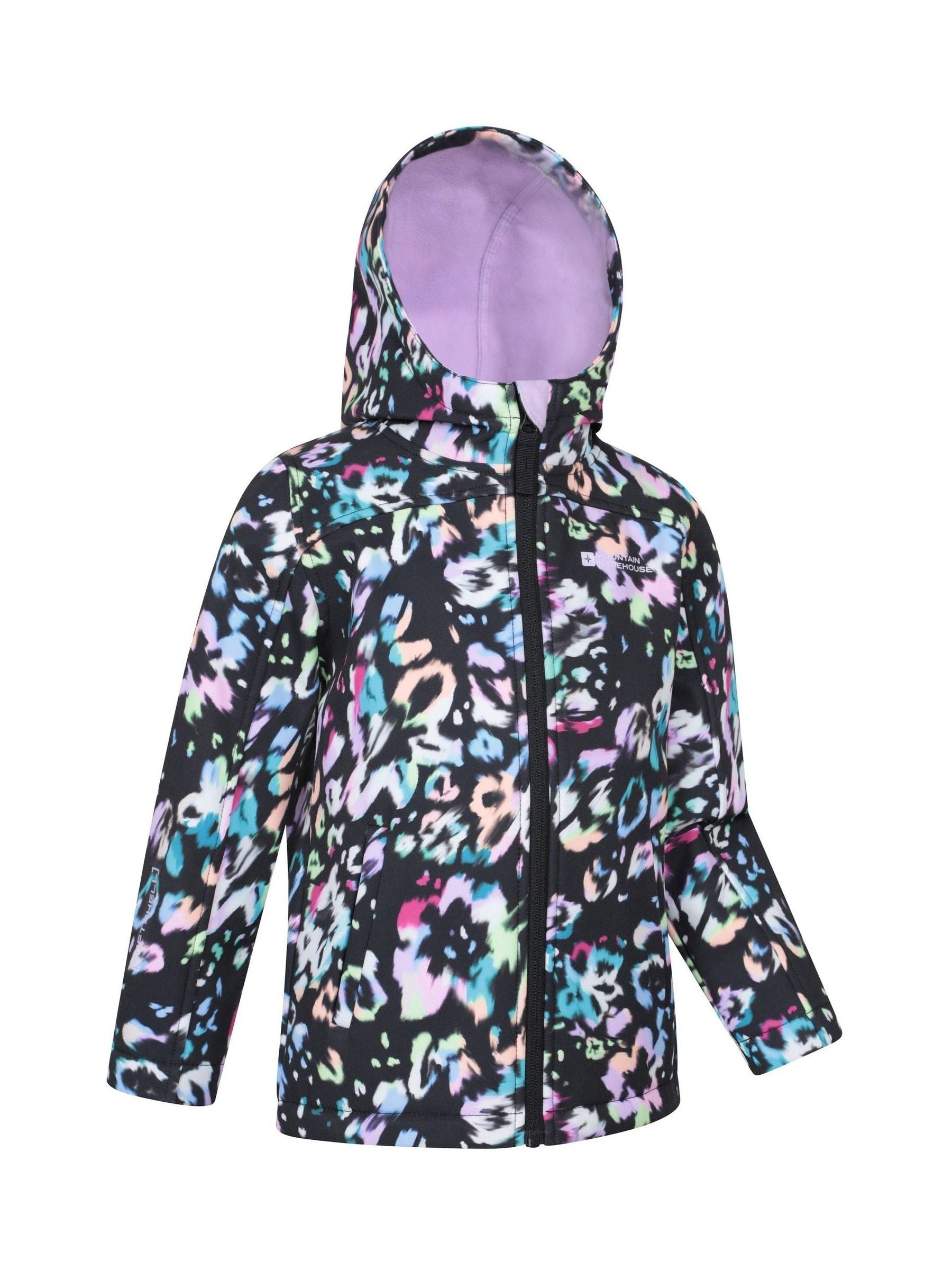 Dsiney Kidz - Mountain Warehouse Plum Purple Exodus Kids Printed Water-Resistant Softshell Jacket image 3