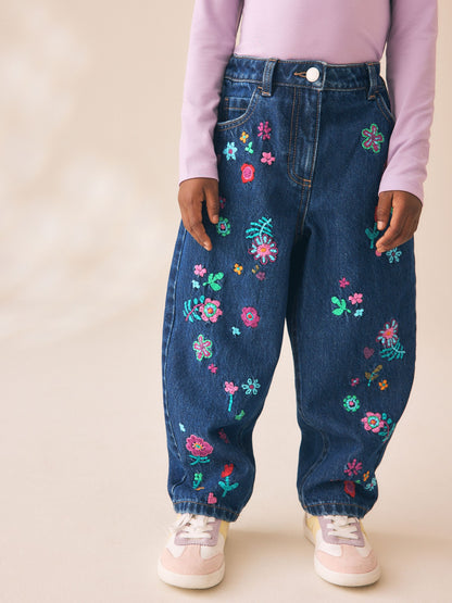 Dsiney Kidz - Floral Embroidery Barrel Jeans (3-16yrs) image 1