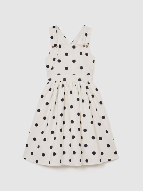 Reiss Ivory Spot Matilda Linen-Blend Polka-Dot Midi Dress image 1