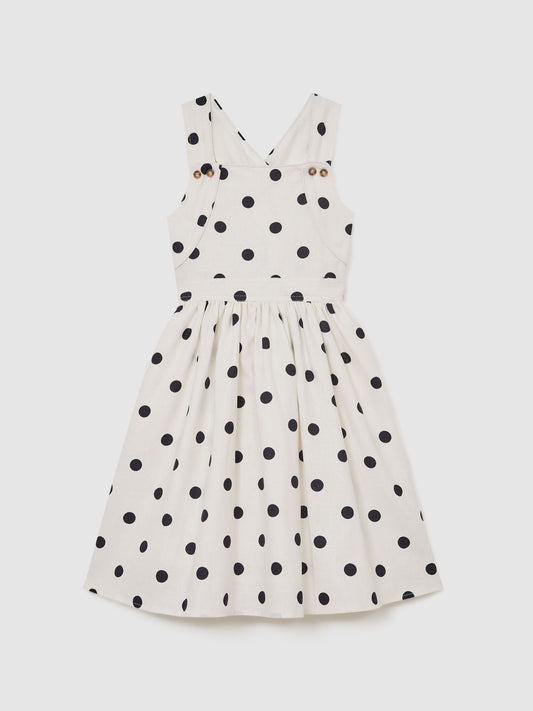 Reiss Ivory Spot Matilda Linen-Blend Polka-Dot Midi Dress image 1