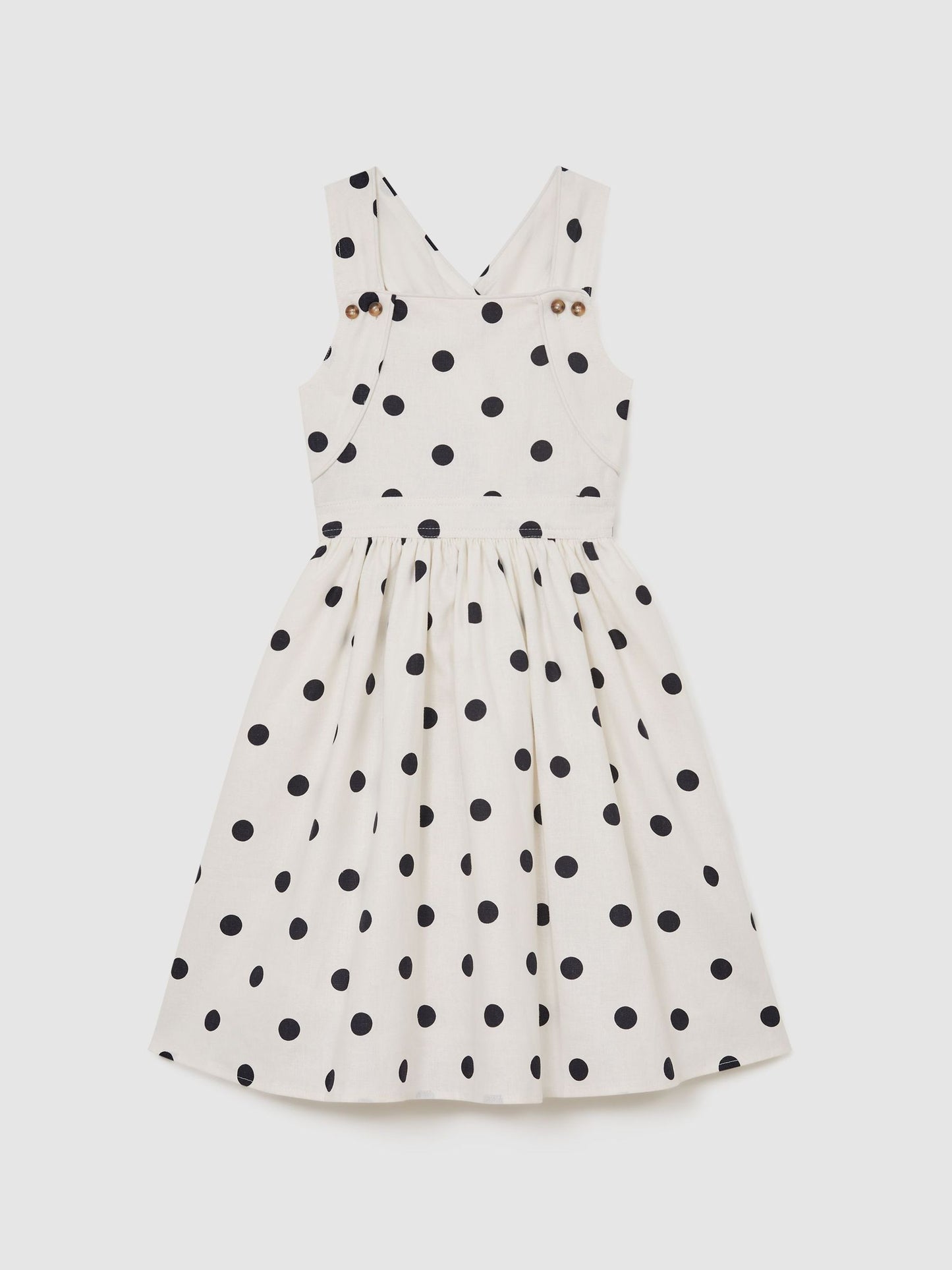 Reiss Ivory Spot Matilda 3-9 yrs Linen-Blend Polka-Dot Midi Dress image 1