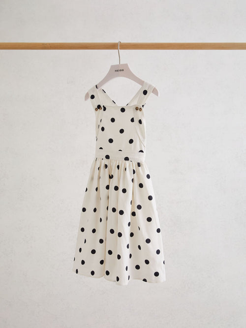 Reiss Ivory Spot Matilda Linen-Blend Polka-Dot Midi Dress image 1