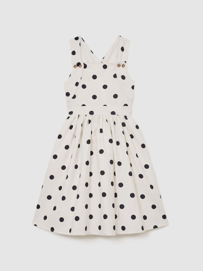 Reiss Ivory Spot Matilda 9-13 yrs Linen-Blend Polka-Dot Midi Dress image 2
