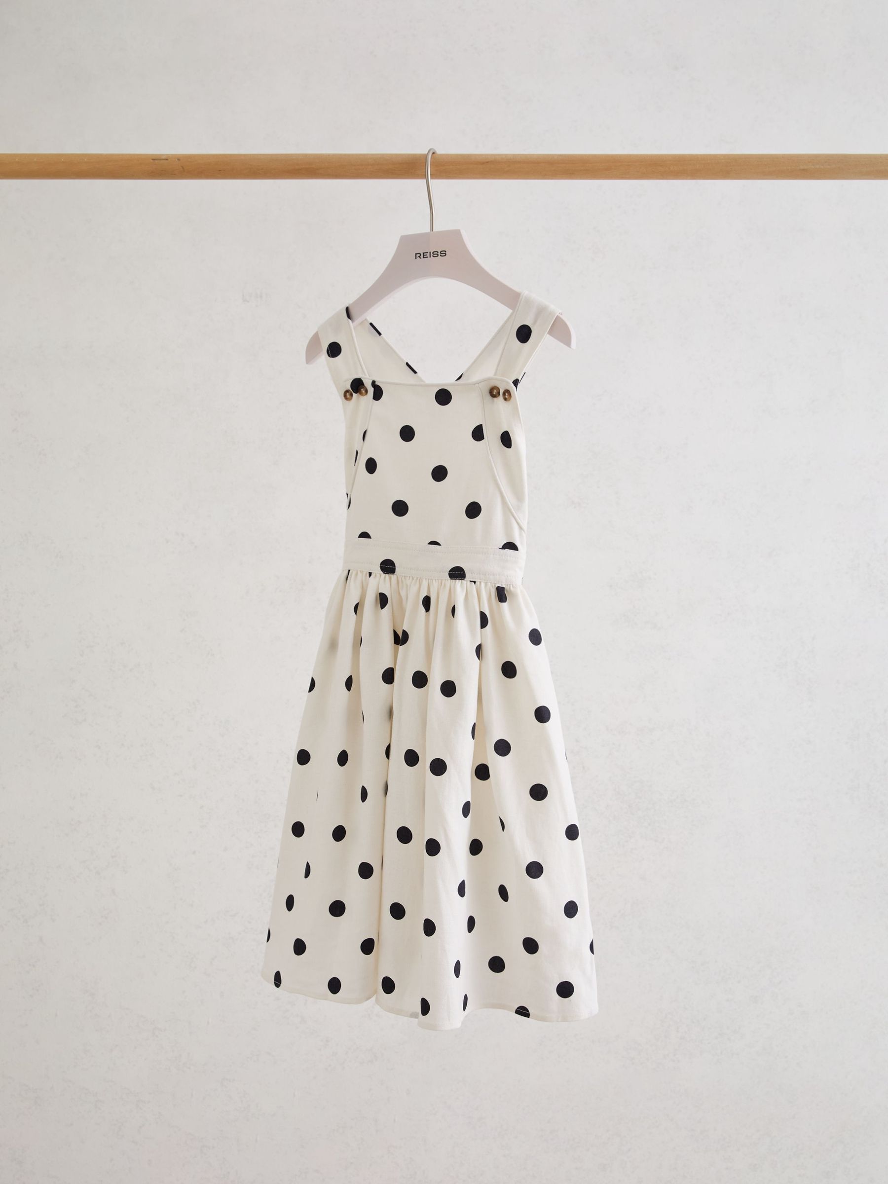 Reiss Ivory Spot Matilda 9-13 yrs Linen-Blend Polka-Dot Midi Dress image 1