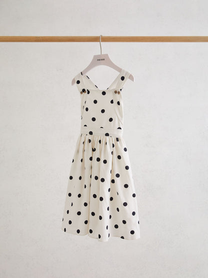Reiss Ivory Spot Matilda 9-13 yrs Linen-Blend Polka-Dot Midi Dress image 1