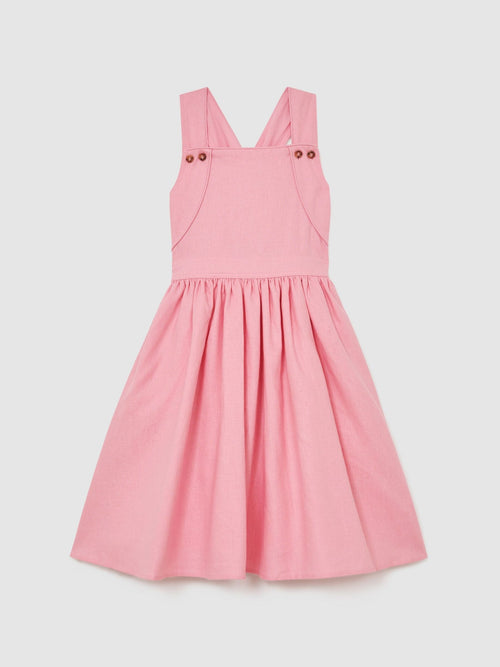 Reiss Pink Matilda 3-9 yrs Linen-Blend Polka-Dot Midi Dress image 1