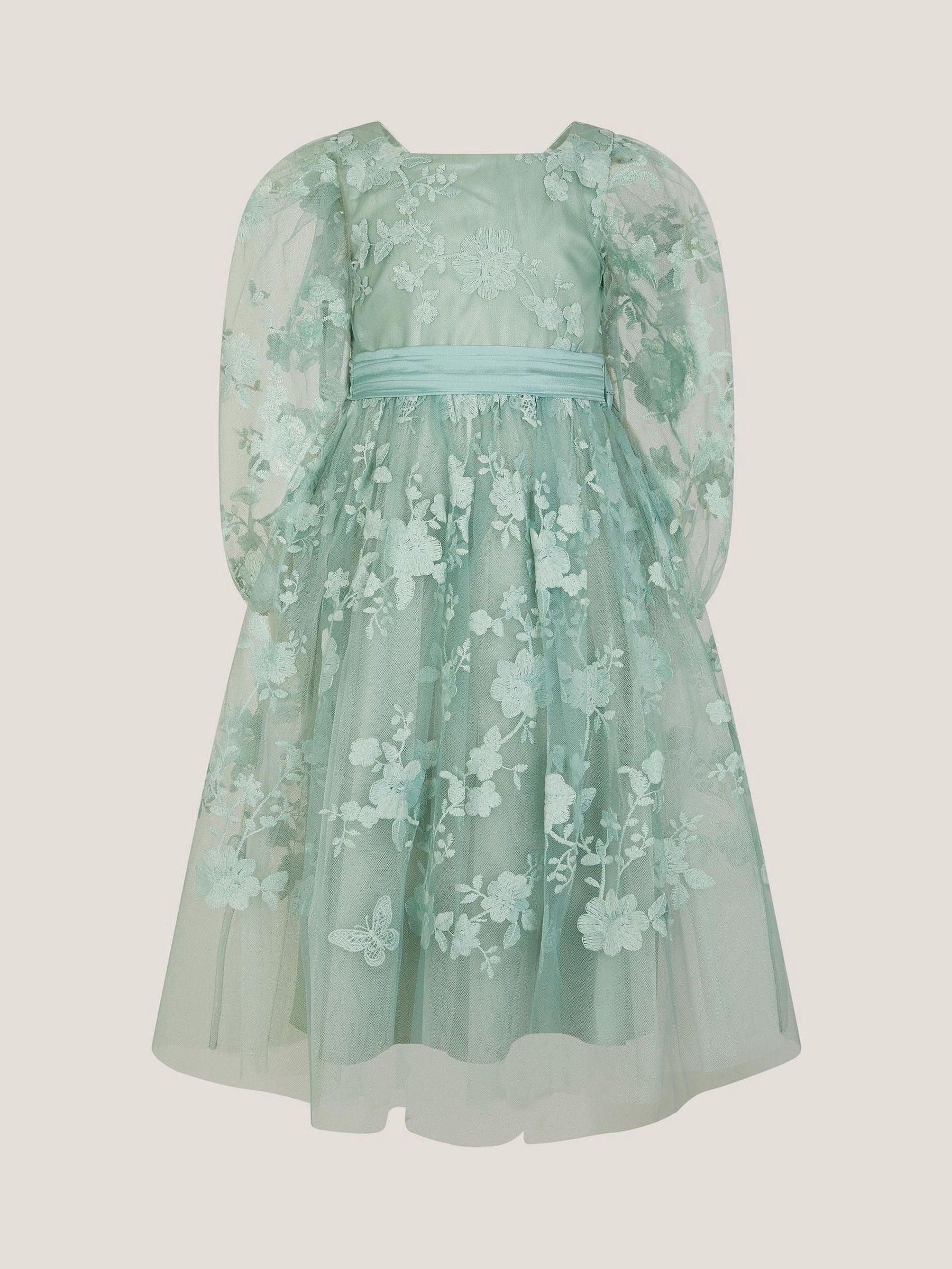 Monsoon Green Beatrice Floral Embroidered Party Dress image 2