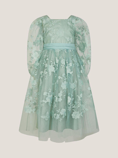 Monsoon Green Beatrice Floral Embroidered Party Dress image 2