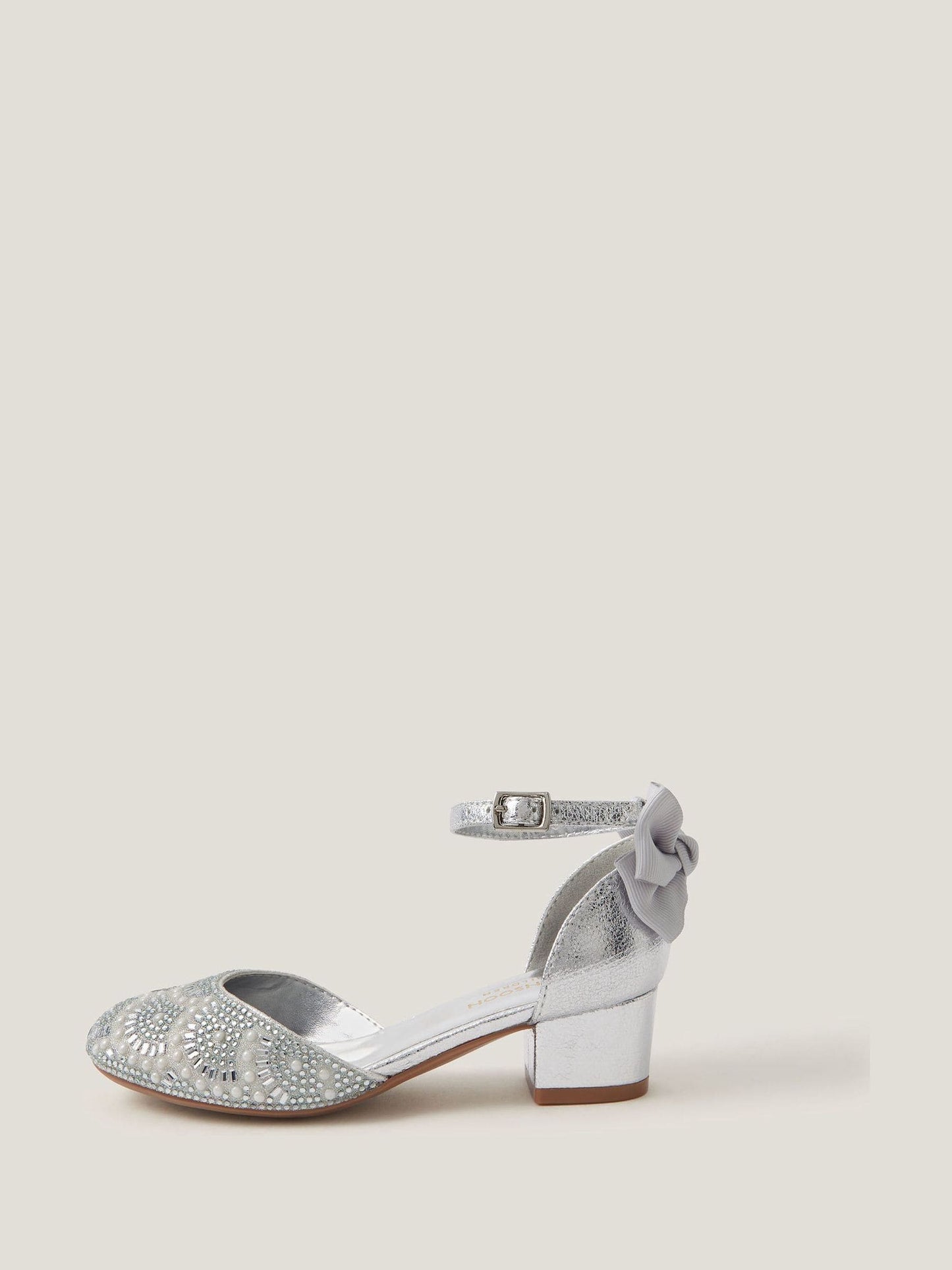 Monsoon Silver Embellished Metallic Two Part Heels Shoes image 1
