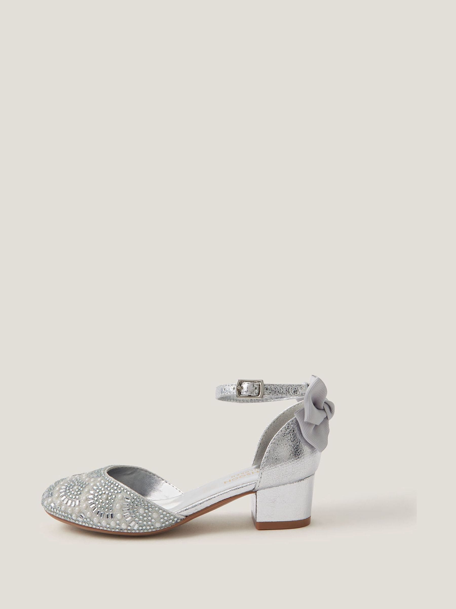 Monsoon Silver Embellished Metallic Two Part Heels Shoes image 1