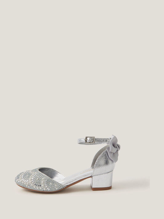 Monsoon Silver Embellished Metallic Two Part Heels Shoes image 1