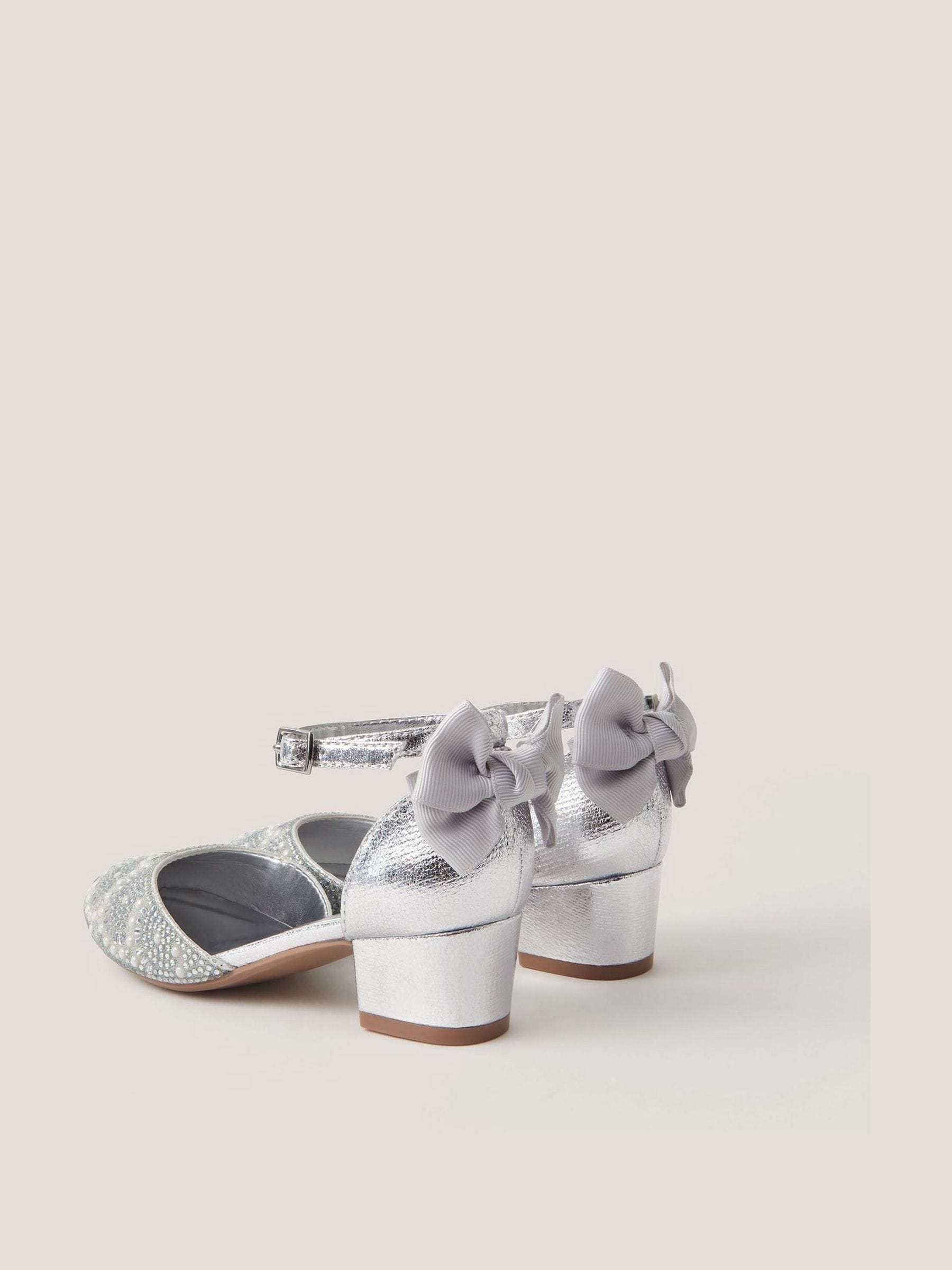 Monsoon Silver Embellished Metallic Two Part Heels Shoes image 2