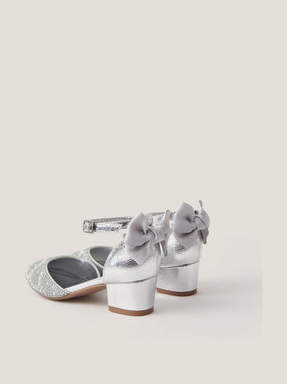 Monsoon Silver Embellished Metallic Two Part Heels Shoes image 2