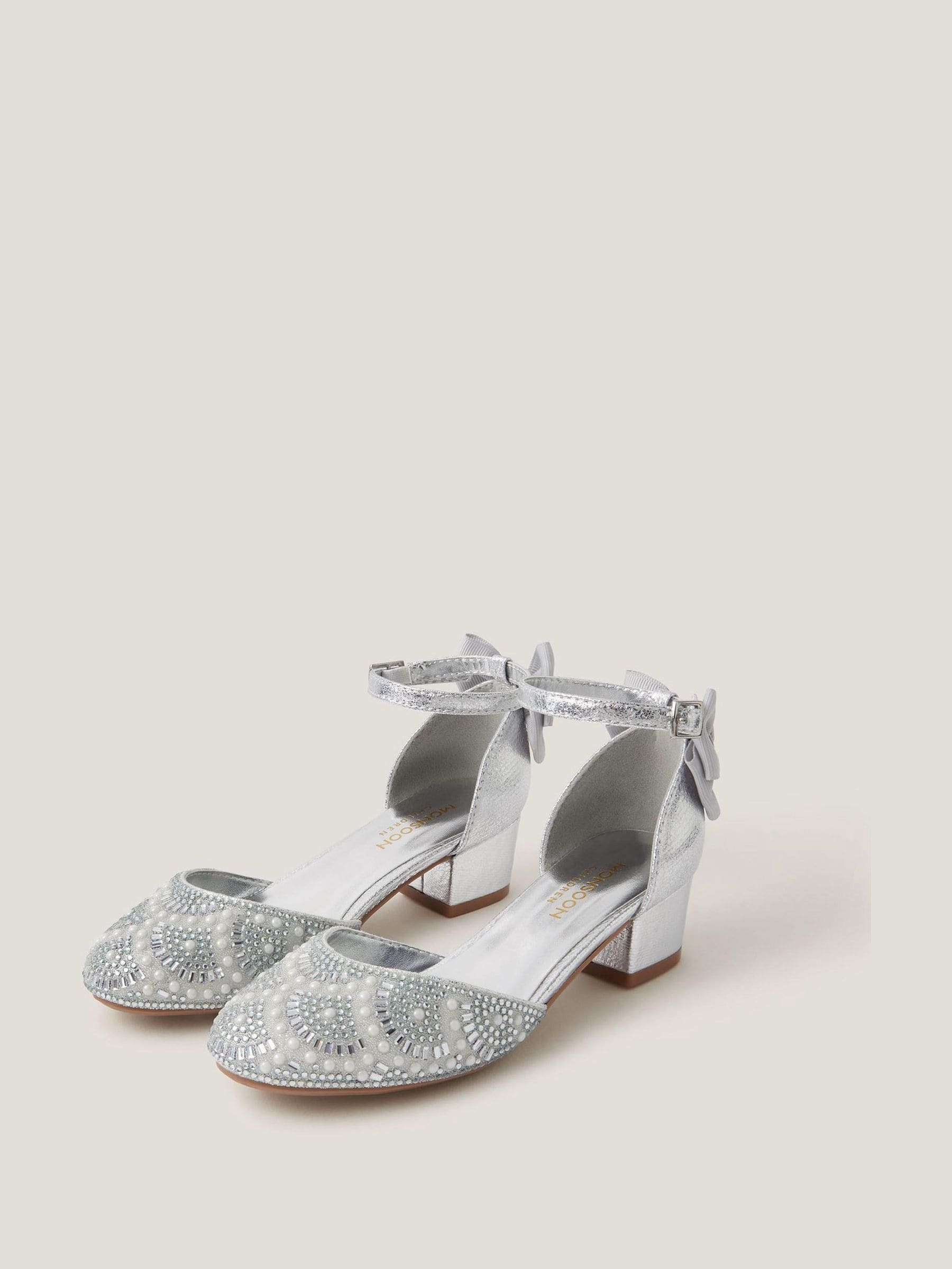 Monsoon Silver Embellished Metallic Two Part Heels Shoes image 3