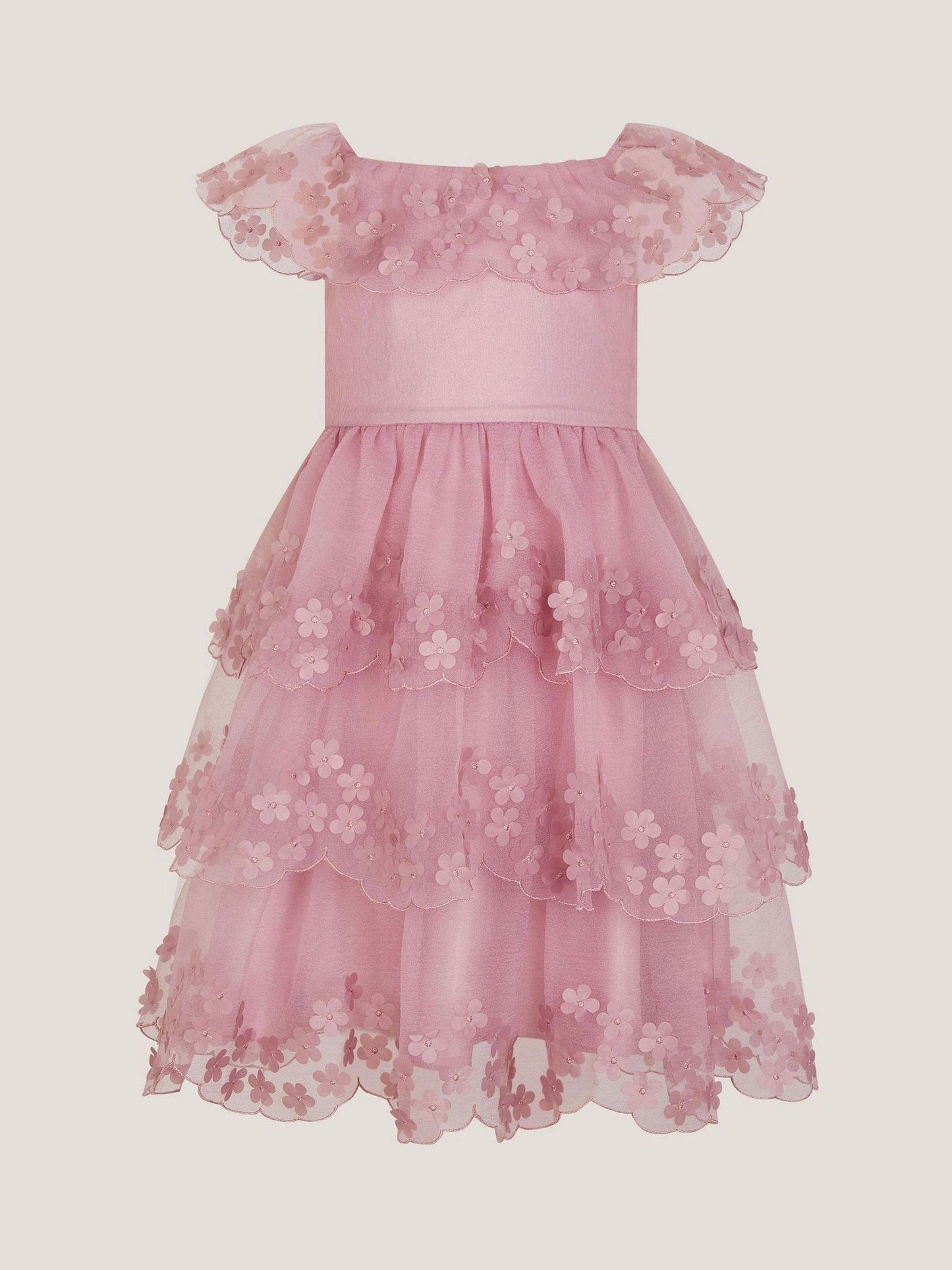 Monsoon Dark Pink Rebecca Appliqué Scallop Tiered Party Dress image 2