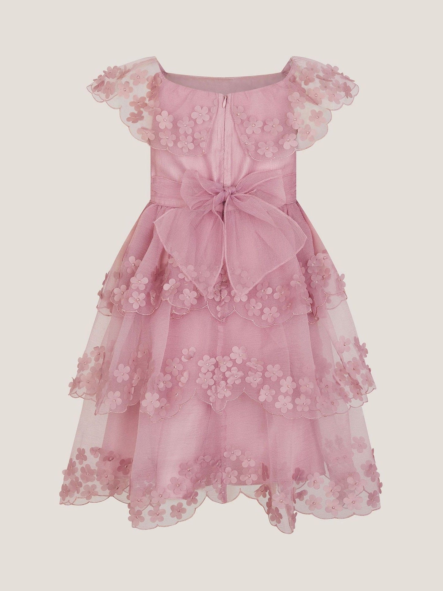 Monsoon Dark Pink Rebecca Appliqué Scallop Tiered Party Dress image 3
