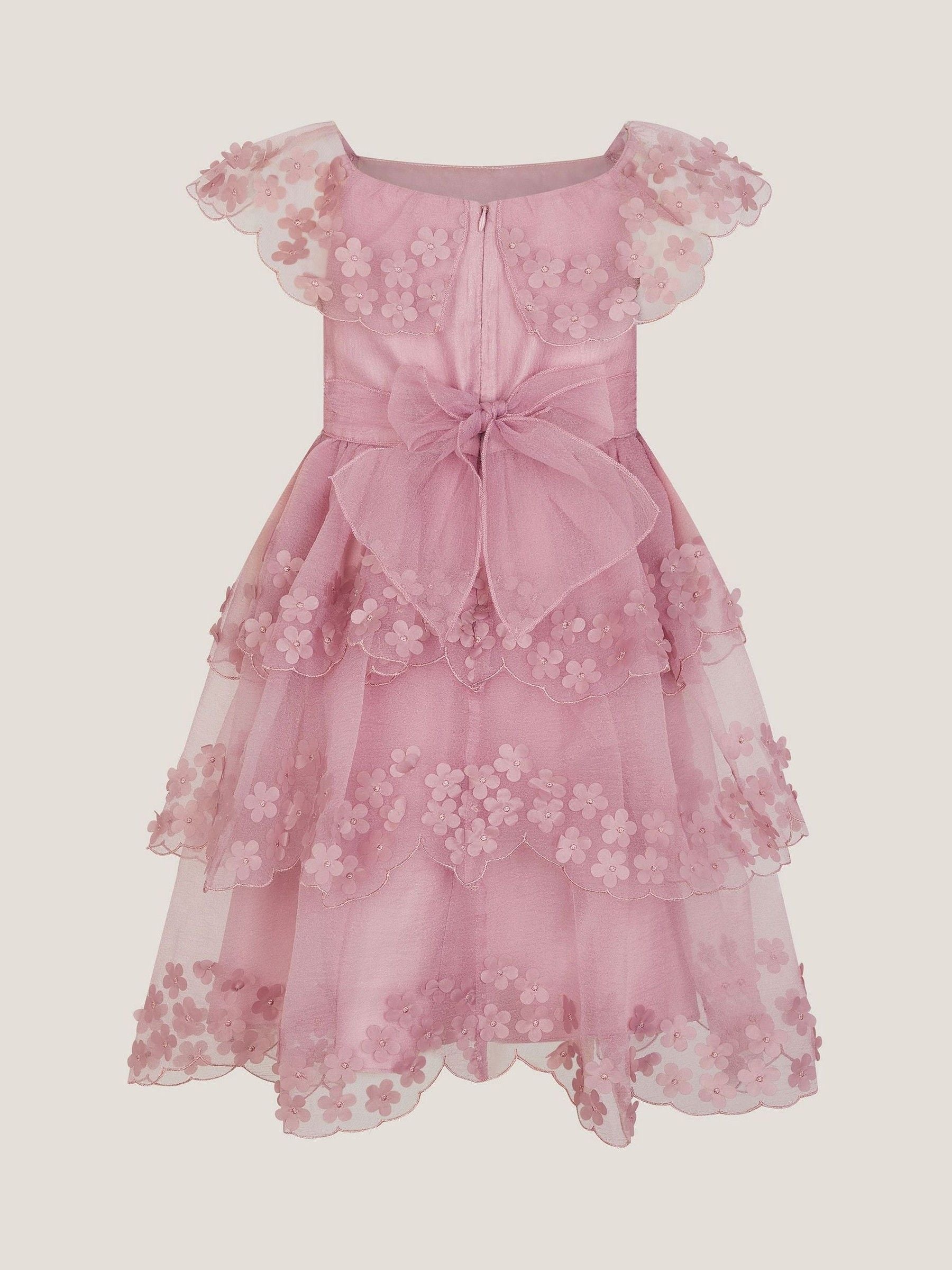 Monsoon Dark Pink Rebecca Appliqué Scallop Tiered Party Dress image 3