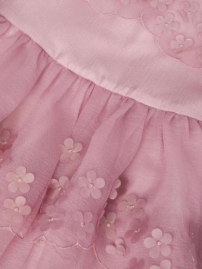 Monsoon Dark Pink Rebecca Appliqué Scallop Tiered Party Dress image 4