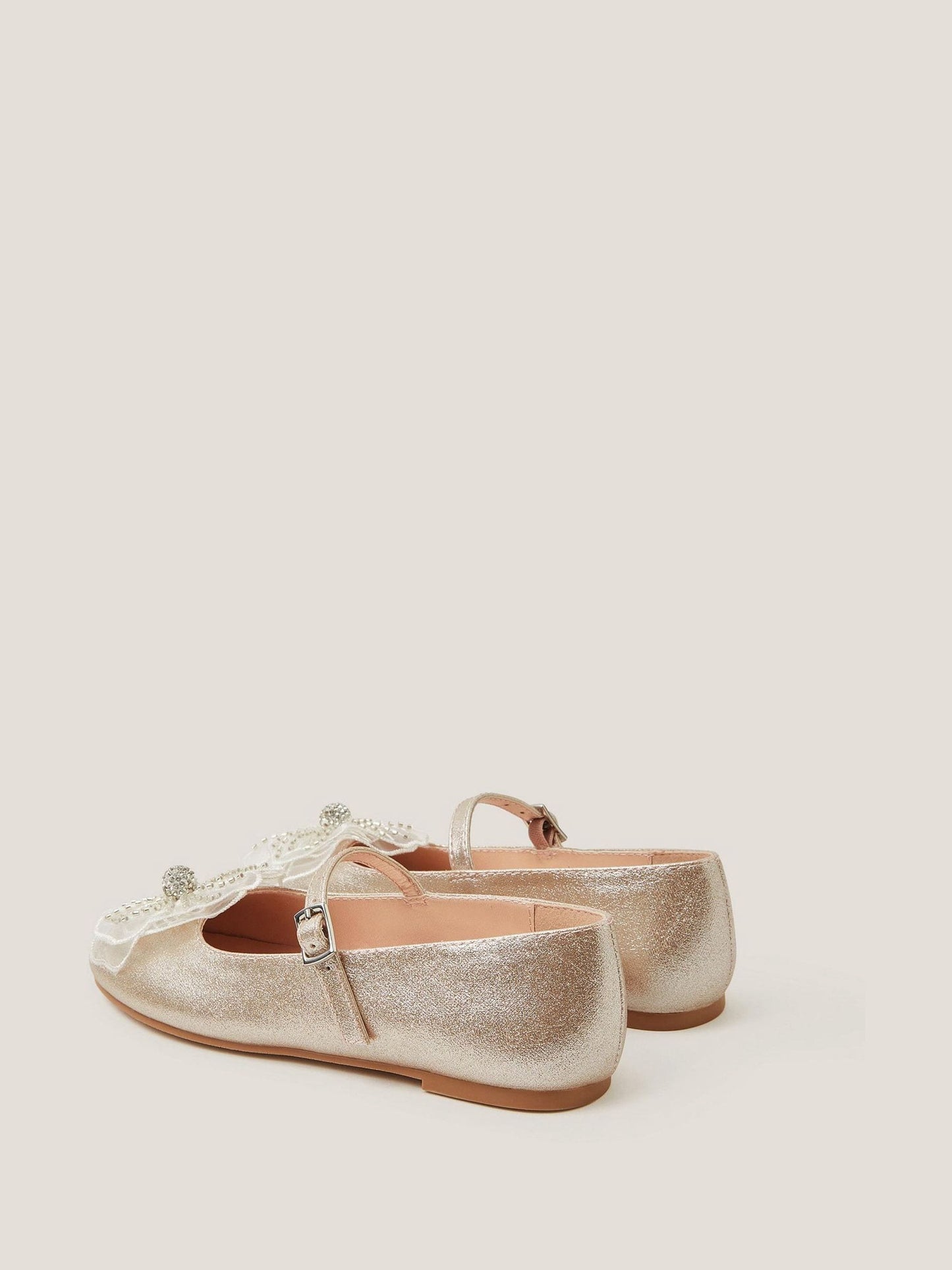 Monsoon Gold Beaded Floral Metallic Ballet Flats Shoes image 2