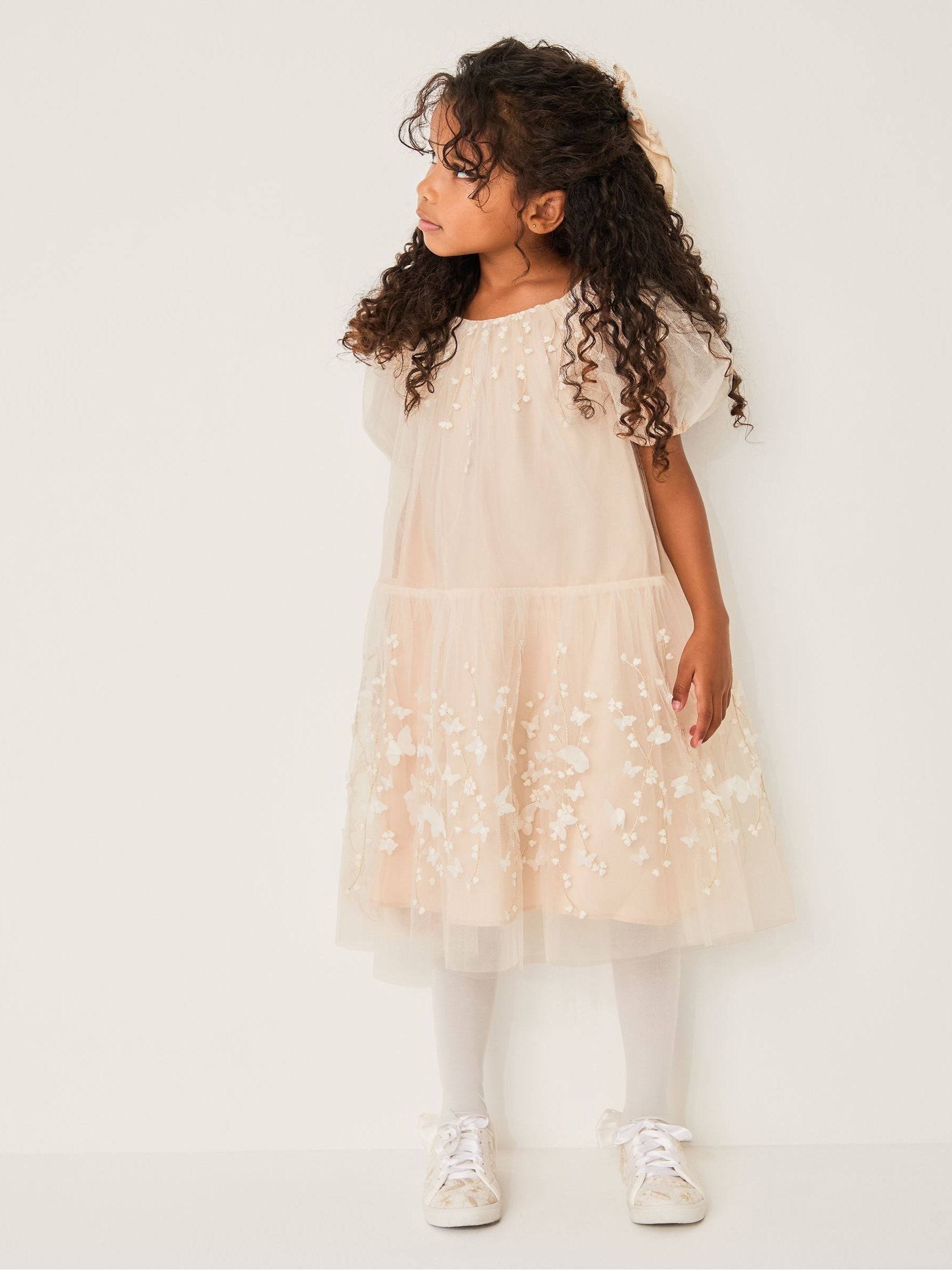 Monsoon Cream Astrid Appliqué Butterfly Swing Dress image 1