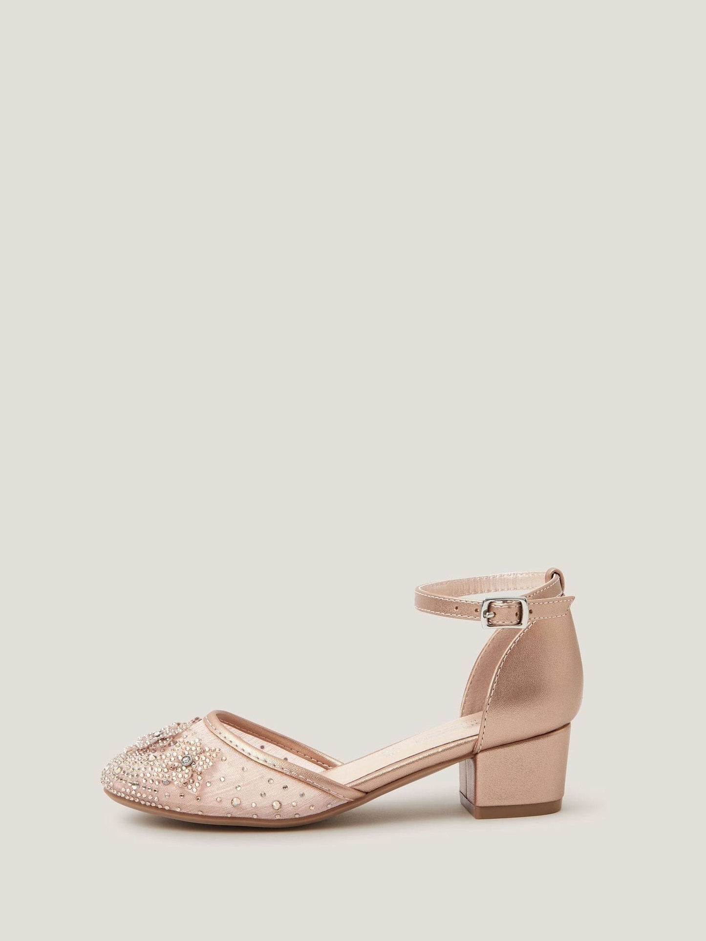 Monsoon Rose Gold Diamanté Floral Closed Toe Heels Shoes image 1
